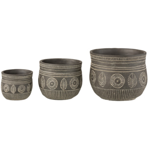 J-Line cache-pot Fresque - ciment - gris - large - Ø 23.5 cm