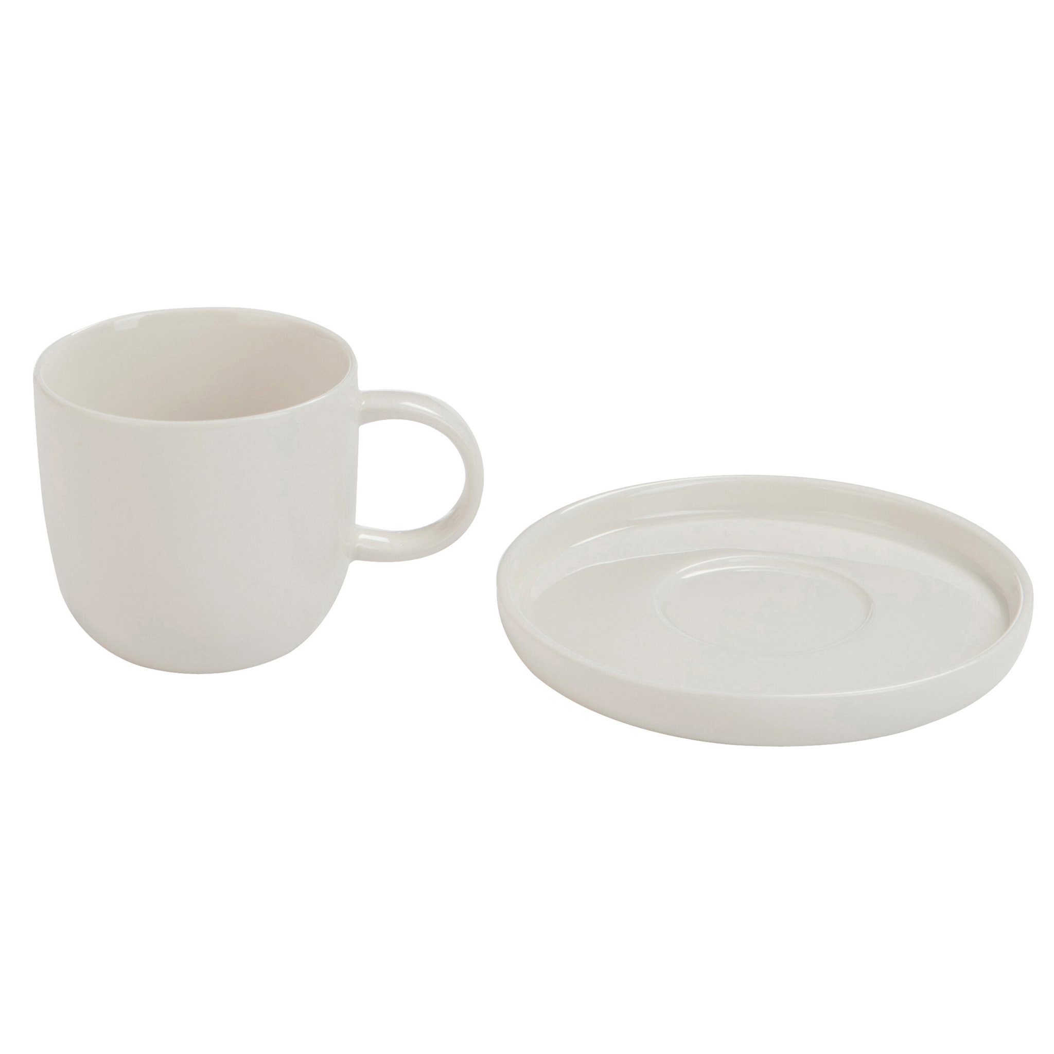 J-Line tasse + sous-tasse - porcelaine - blanc - 4 pcs