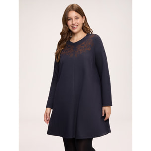 Fiorella Rubino - Vestito corto a linea A con ricamo floreale - Blu
