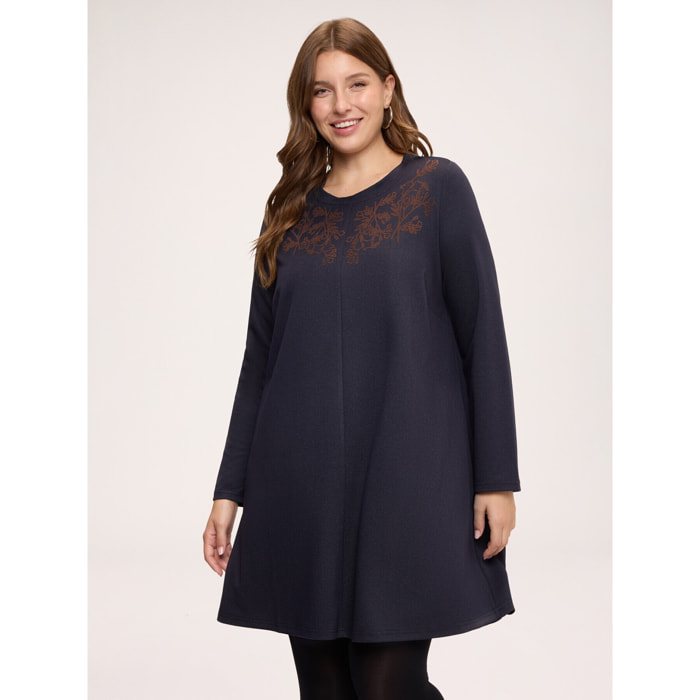 Fiorella Rubino - Vestito corto a linea A con ricamo floreale - Blu