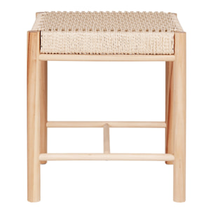 Sgabello Abano in legno di pioppo e corda naturale 42x42x46,5 cm
