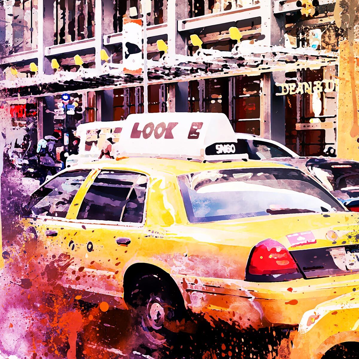 Papier peint graphique taxi new york the times Intissé