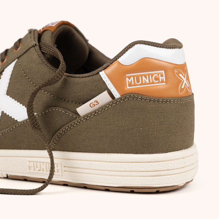Zapatilla de Lona Estilo Urbano en Tono Caqui con Detalles Caramelo MUNICH G-3 CANVAS 458