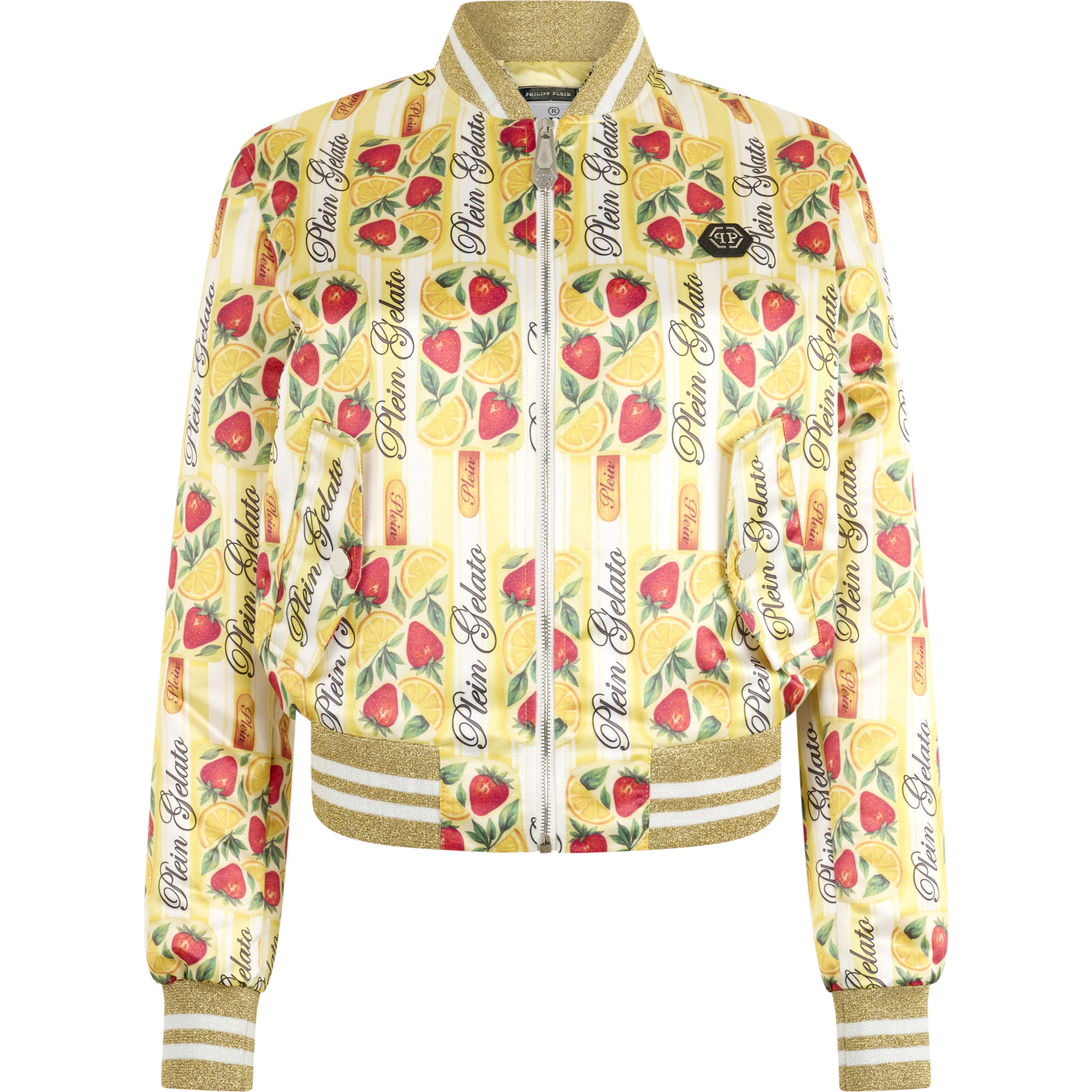 PHILIPP PLEIN Satin Bomber Jacket Ice Cream