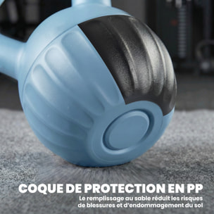 Kettlebell 14 Kg - prise ergonomique - entraînement musculaire & haltérophilie - PP bleu ciel