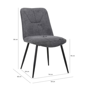 Chaise en tissu avec pieds fins en métal - PERRINE
