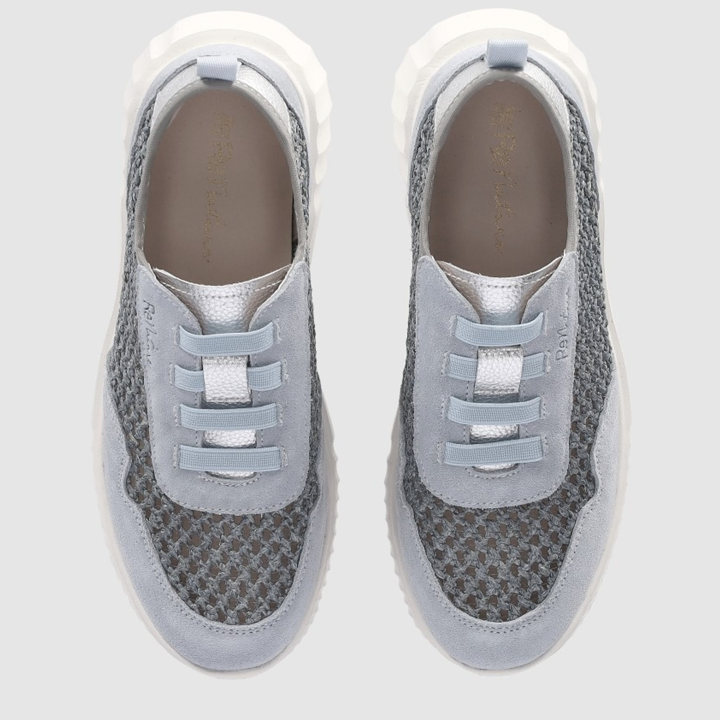 Zapatos de Piel - Azul - Tacón: Bajo