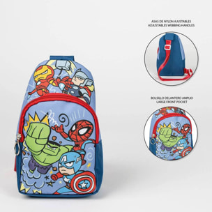 Mochila bandolera de spiderman - color azul - 13x23x7cm - fabricada en poliéster - bandolera infantil con asas ajustables - compartimento principal