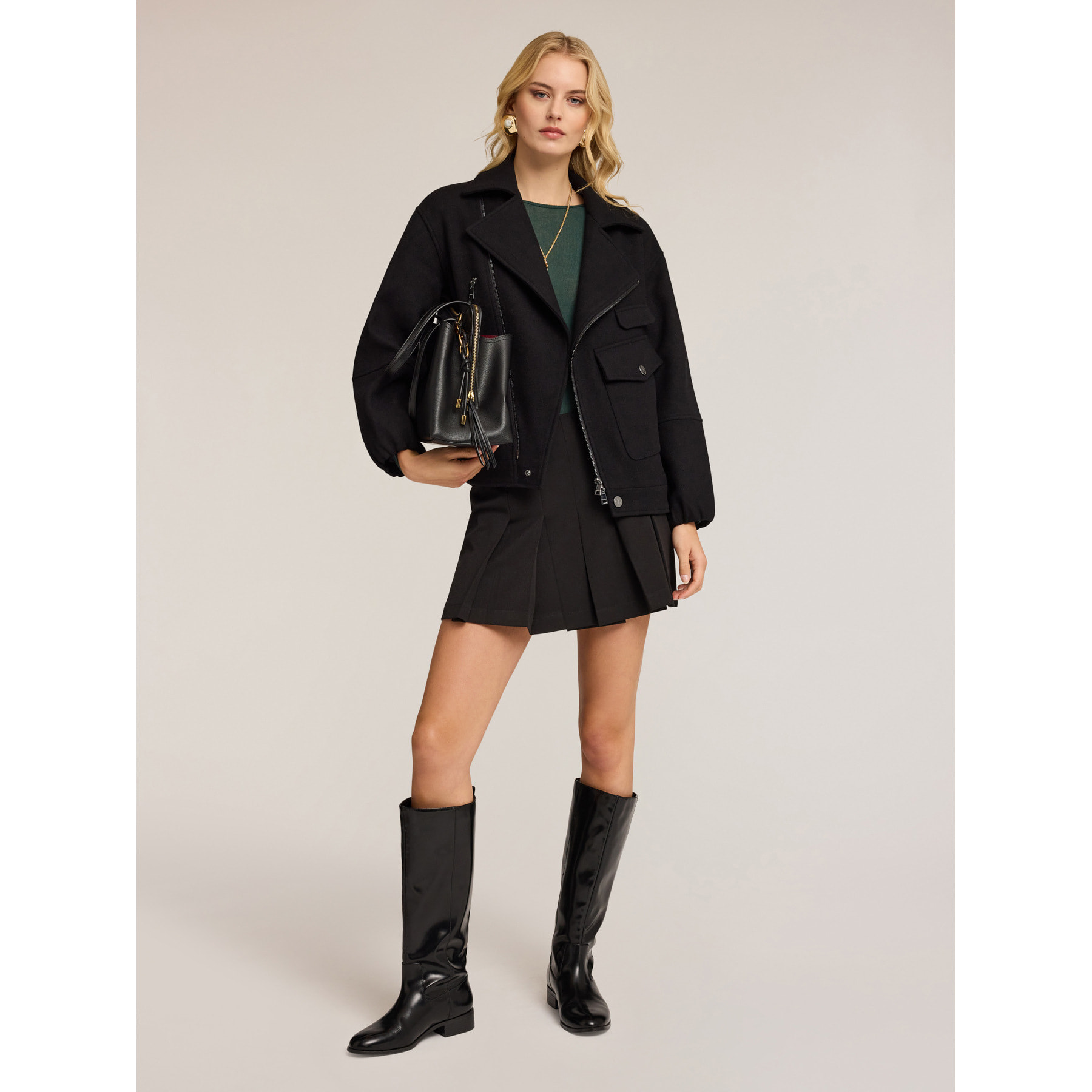 Motivi - Caban in panno misto lana - Nero