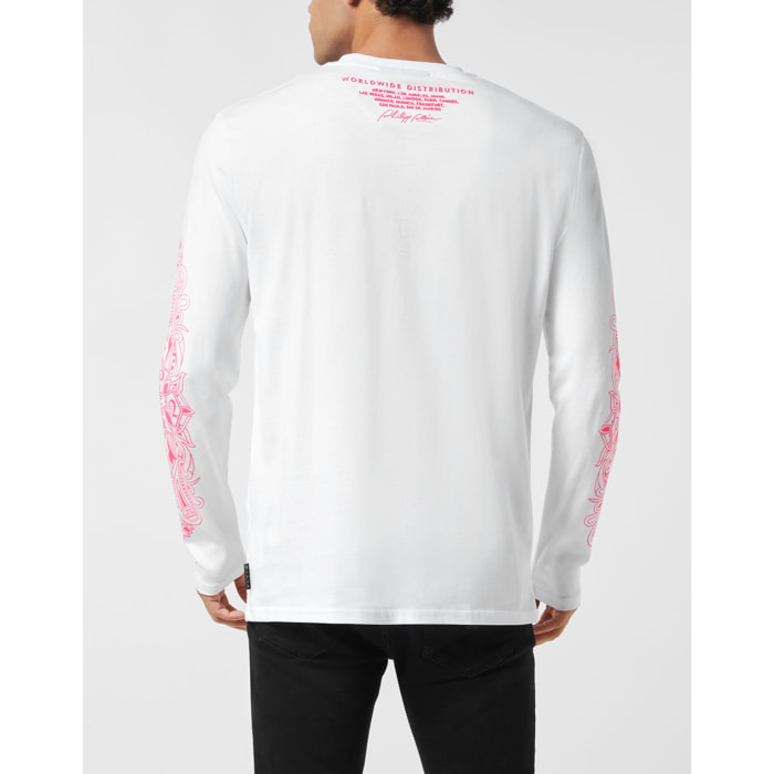 PHILIPP PLEIN Camiseta de cuello redondo y manga larga CHROME