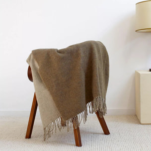 Plaid laine & autres fibres uni beige brun Duetto mocca