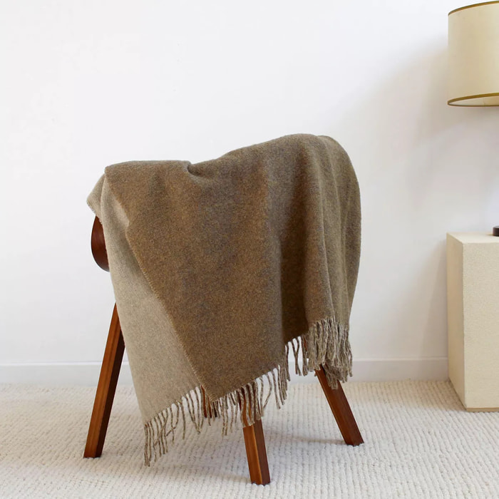 Plaid laine & autres fibres uni beige brun Duetto mocca