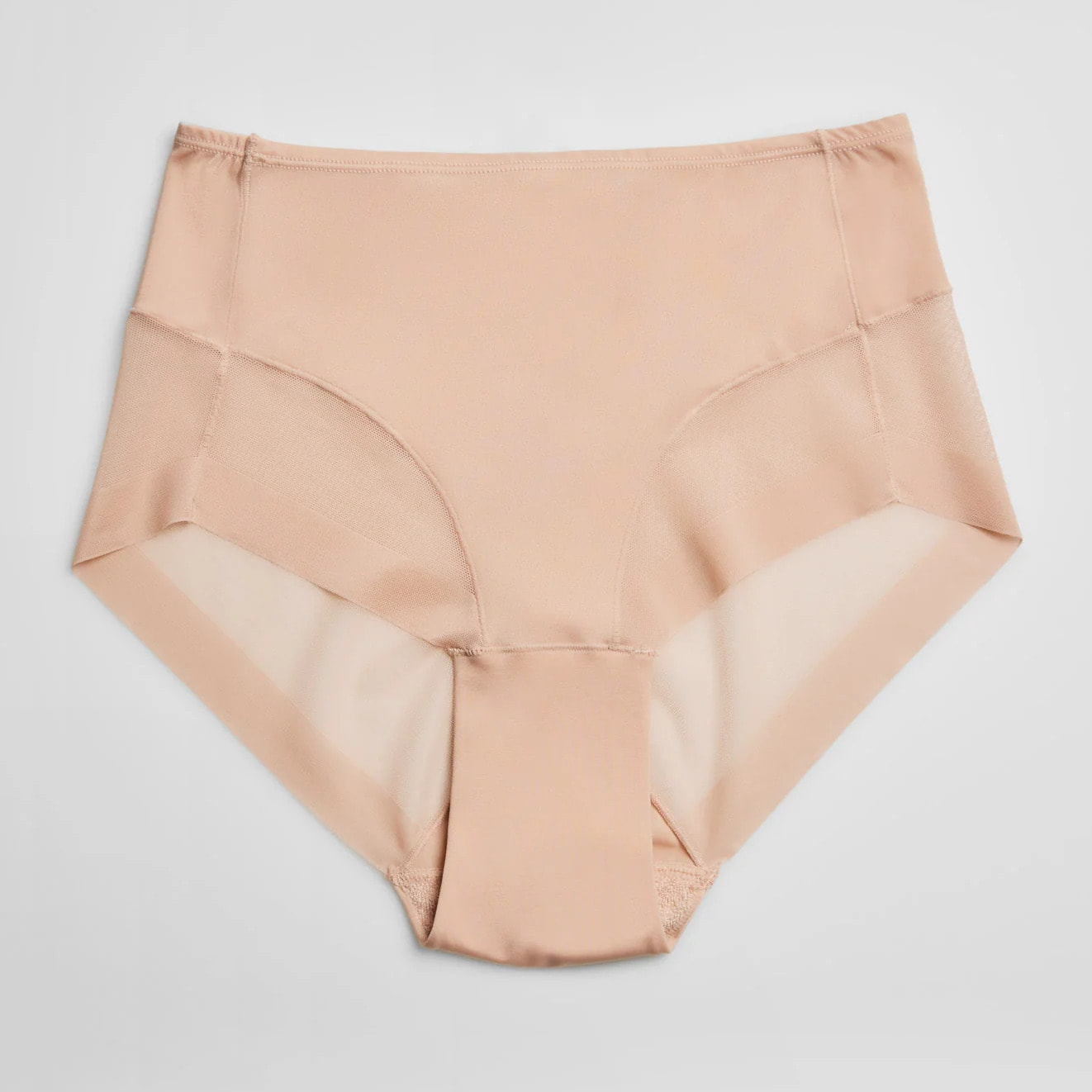 Slip a vita alta in tulle beige