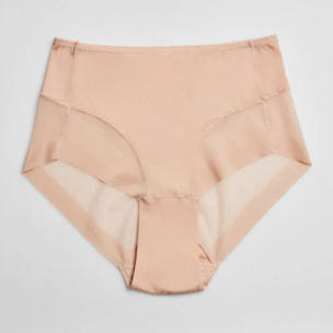 Slip a vita alta in tulle beige