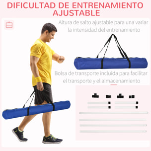 Set de Entrenamiento de Agilidad para Perros Mascotas 4 Piezas Obstáculos Vallas de Salto con Altura Ajustable y Bolsa de Transporte para Exteriores 99x65x94 cm Blanco