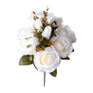 Bouquet Rose Anticato 39 Cm - Pezzi 4 - 18X39X18cm - Colore: Bianco - Bianchi Dino - Fiori Artificiali