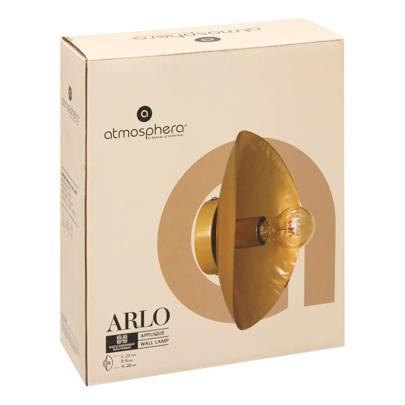 Applique murale Arlo doré 23x9cm