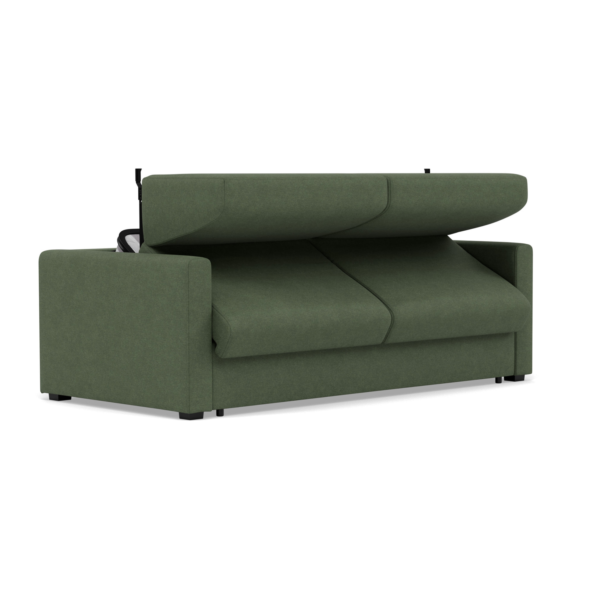 Julia - canapé 3 places convertible couchage quotidien matelas 18 cm en tissu - Vert