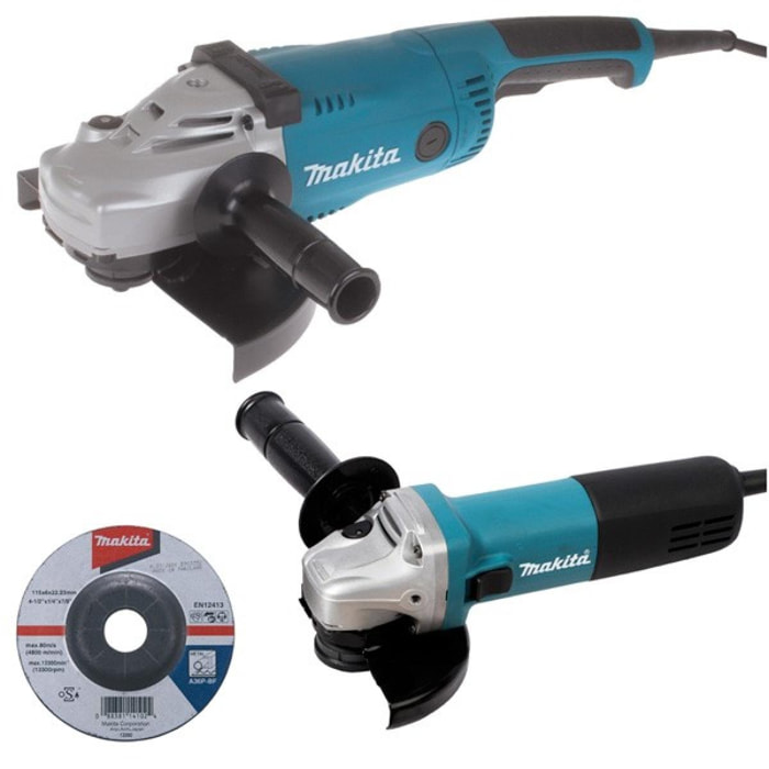 Ensemble de 2 machines MAKITA - Meuleuse Ø 125 mm 840 W + Meuleuse Ø 230 mm 2200 W - En coffret - DK0053G