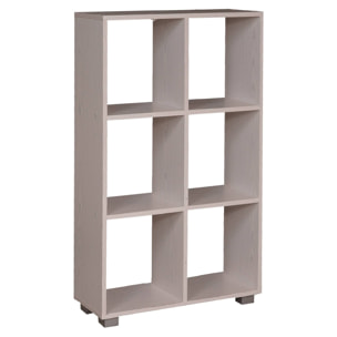 Libreria a 6 vani aperti, Scaffale per libri e documenti, Libreria portaoggetti da ufficio, Made in Italy, cm 60x24xh99, colore Rovere sbiancato