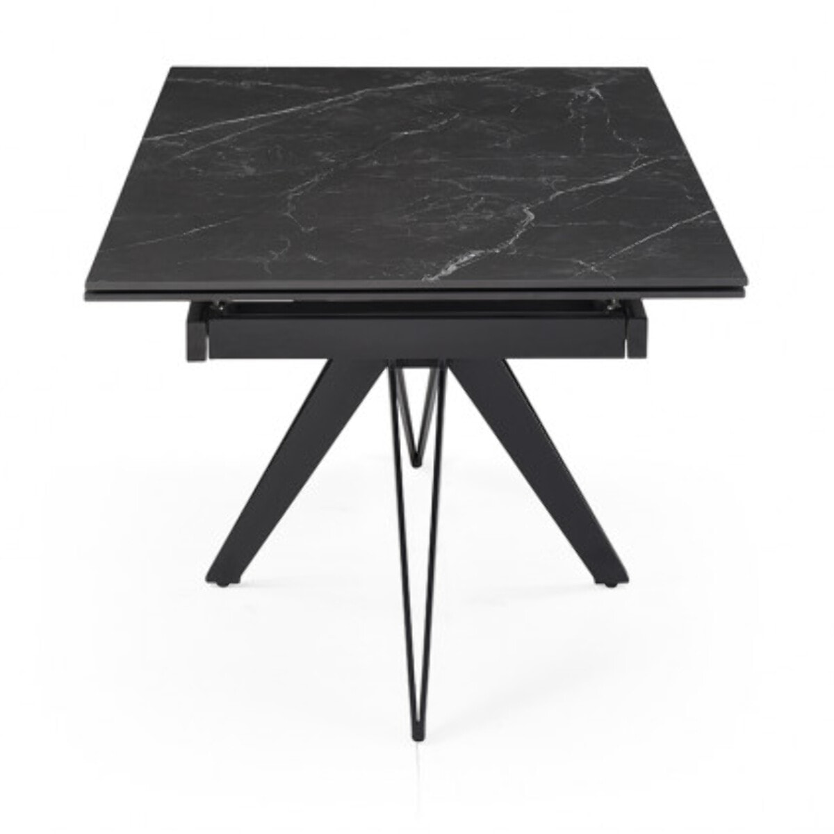 Table extensible en céramique marbré noir L160/240cm - 9 piètements - UNIK