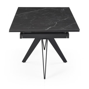 Table extensible en céramique marbré noir L160/240cm - 9 piètements - UNIK