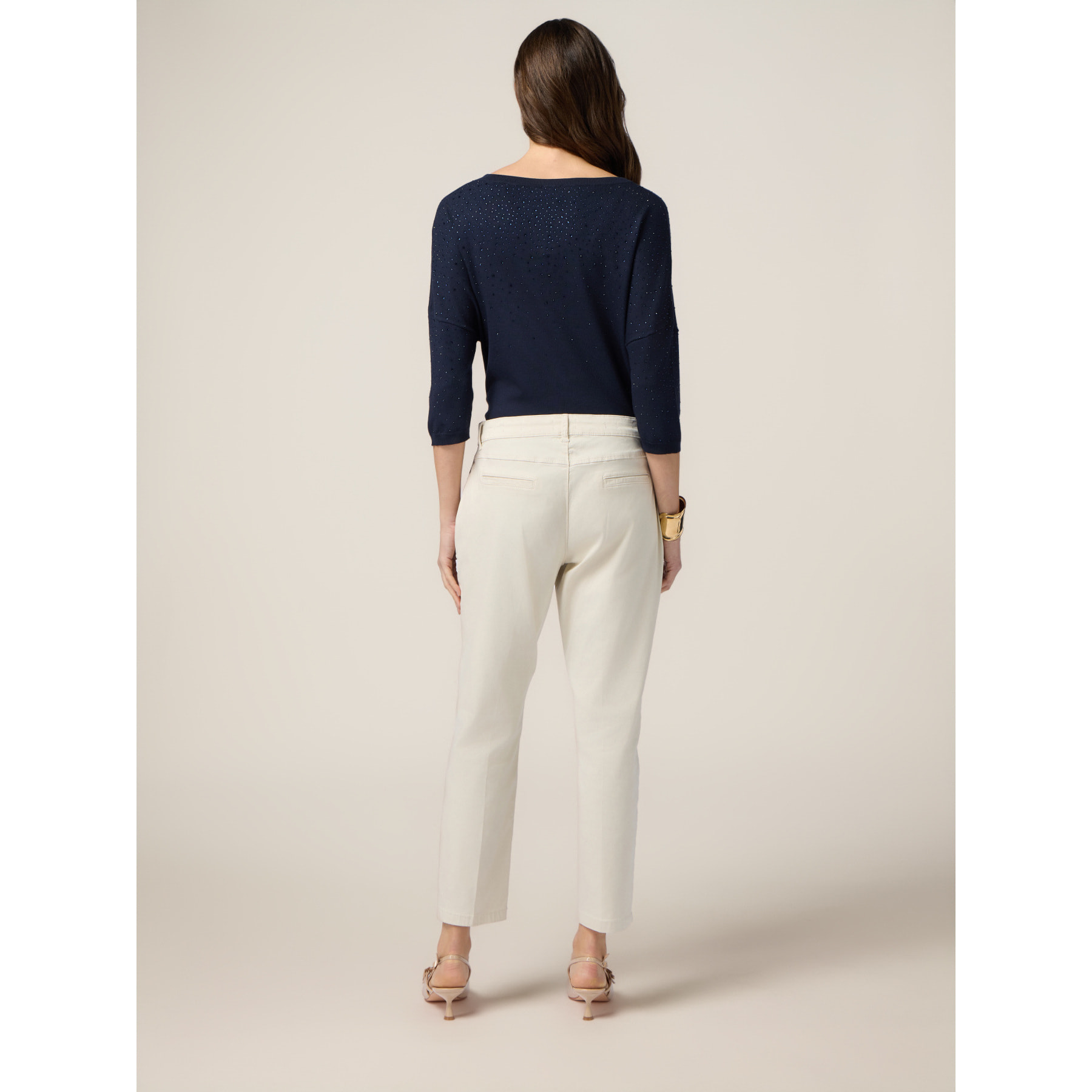 Oltre - Pantalón chino en tejido tencel - Blanco