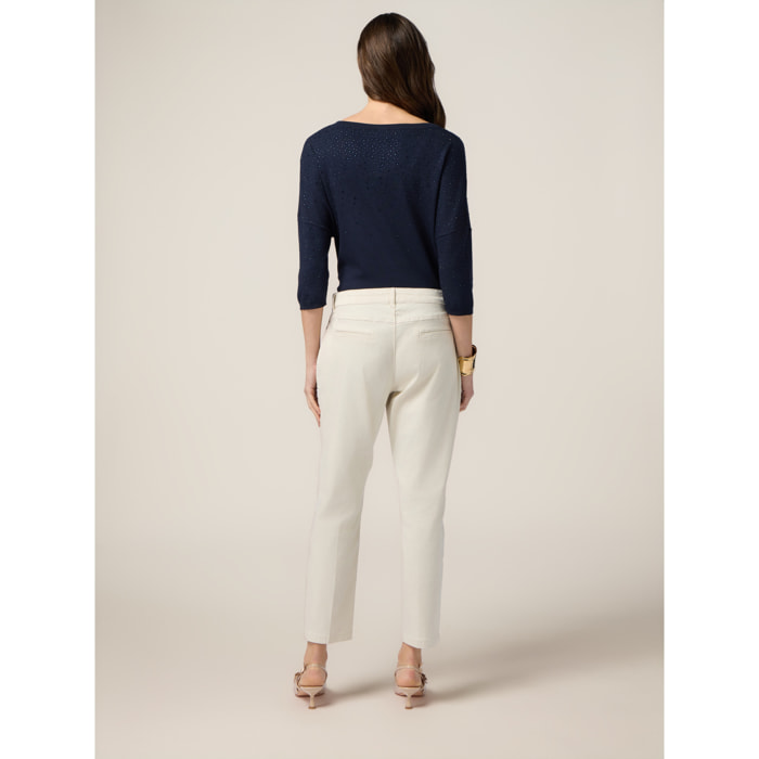 Oltre - Pantalón chino en tejido tencel - Blanco