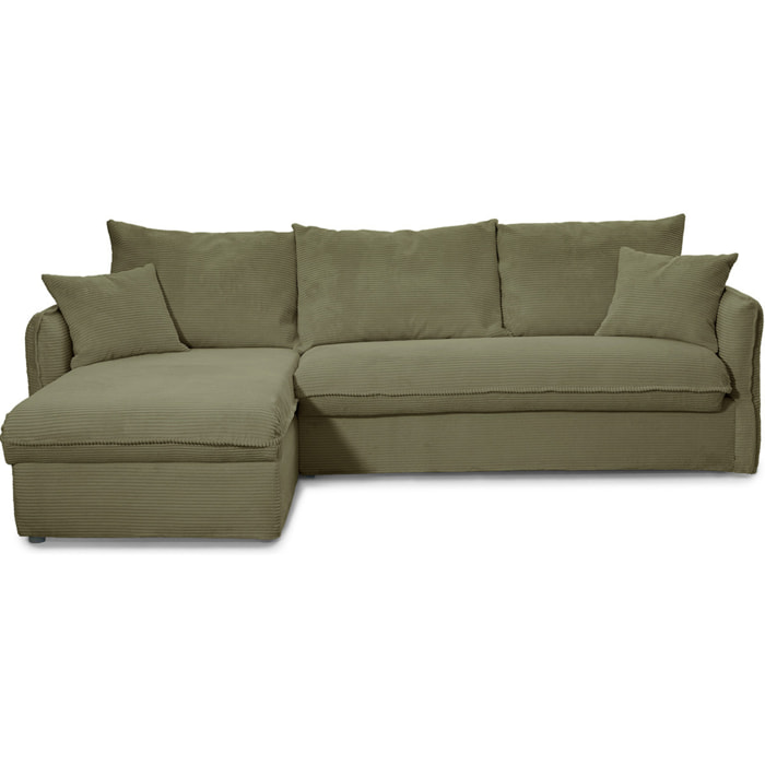 Canapé d'angle convertible express 5 places en velours côtelé - GINA