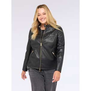 Fiorella Rubino - Chaqueta biker con partes en tejido elástico - Negro