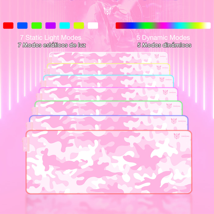 Tappetino per mouse da gioco Onikuma con luci LED RGB. Dimensioni 79x30 cm.