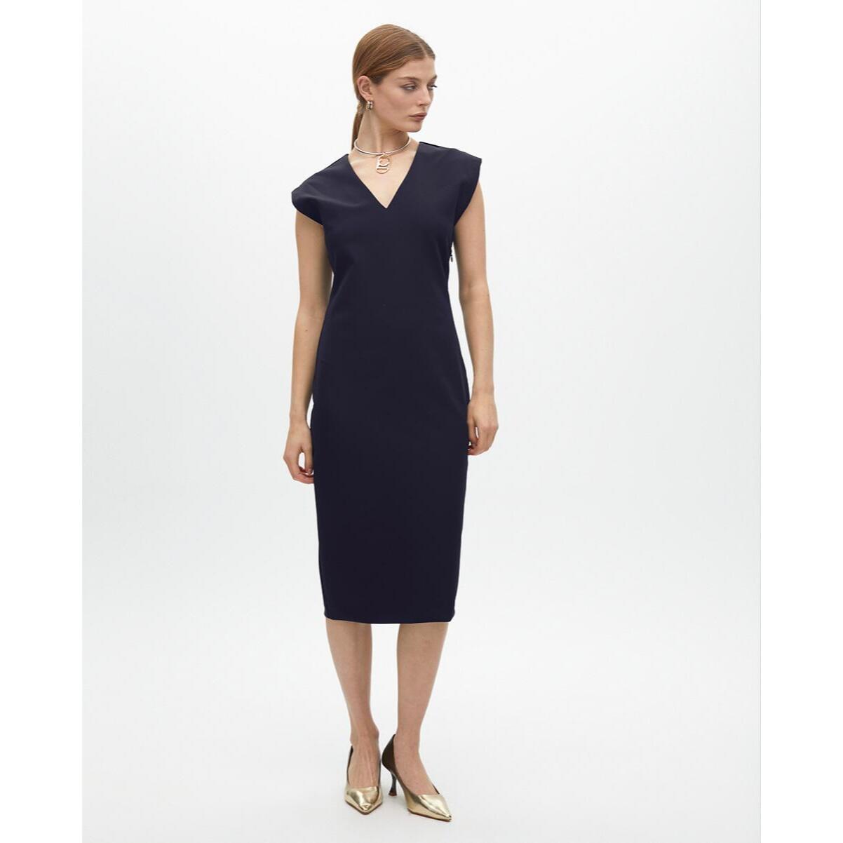 Vestito Midi Aderente in Tessuto Tecnico