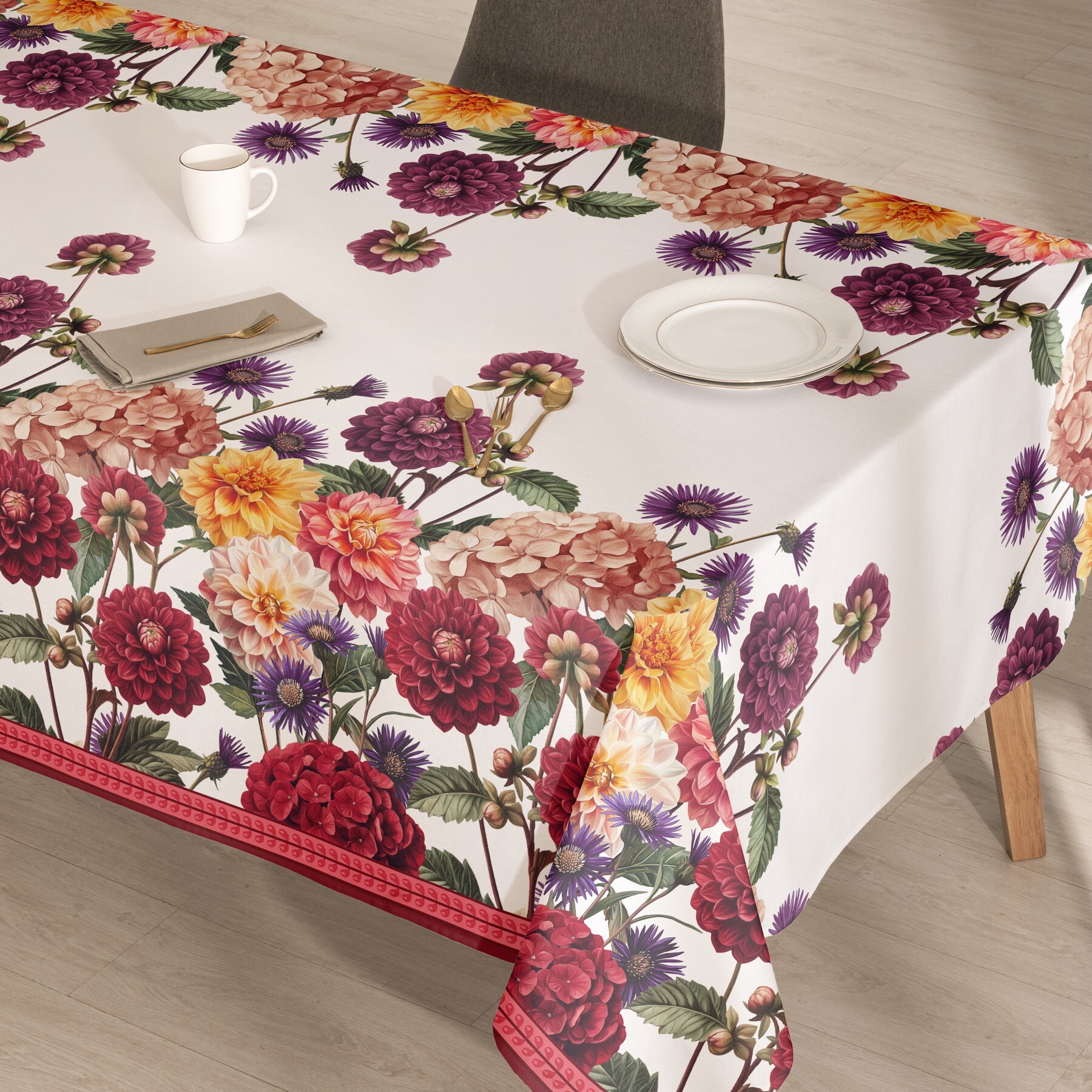 Mantel estampado antimanchas DARLIN ROJO