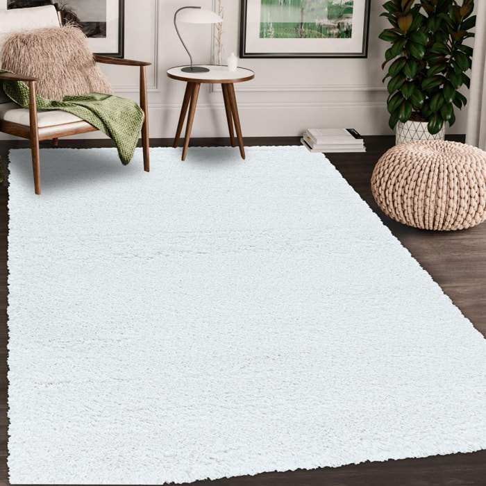 Tapis poils longs shaggy tissé motif uni TENI