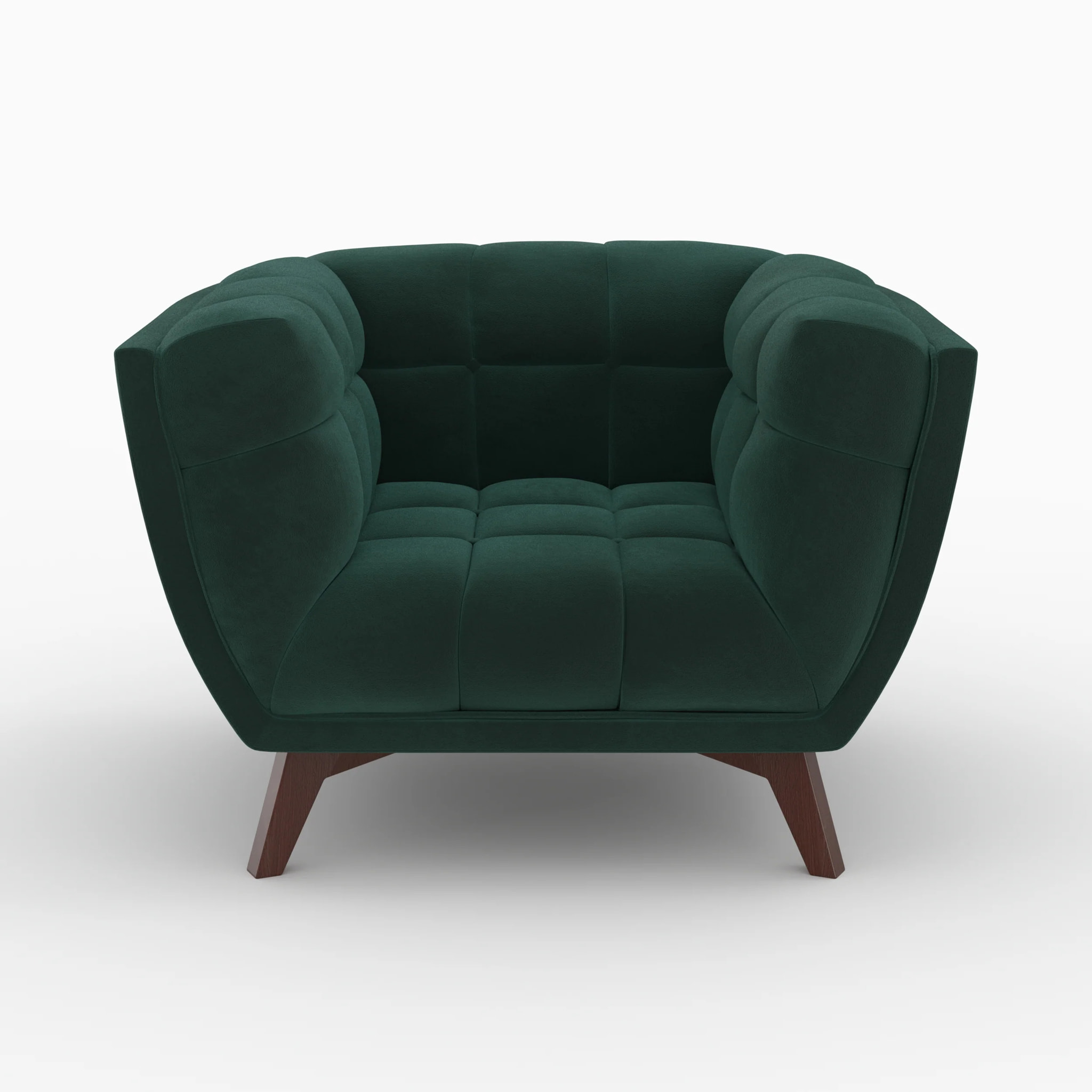Ensemble canapé et fauteuil en velours vert 4 places - Mona