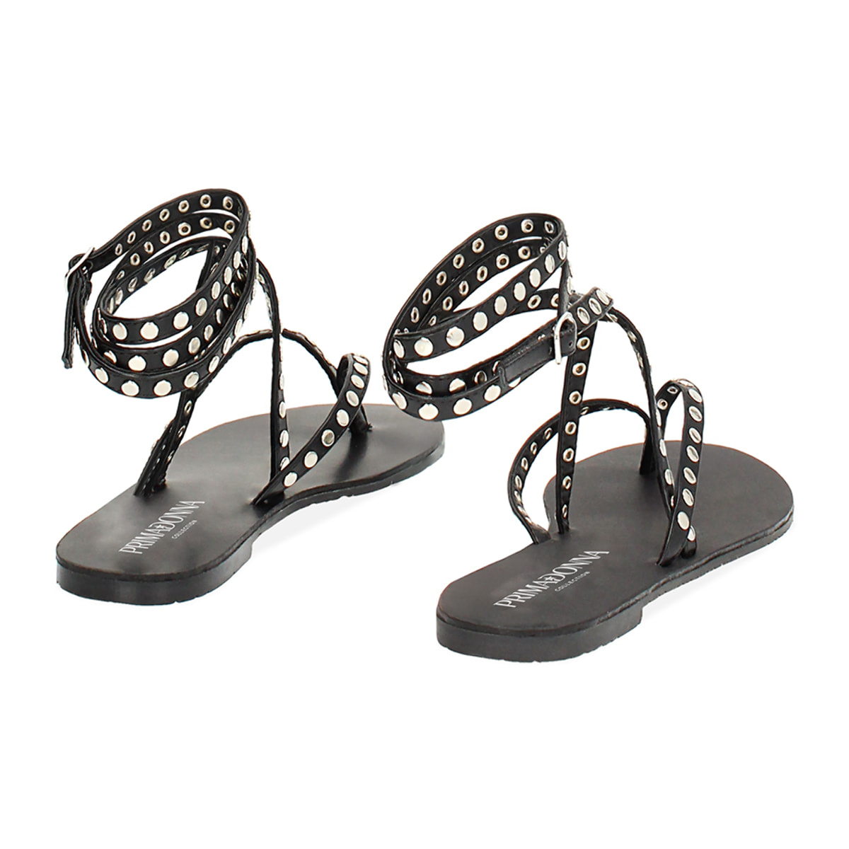 Sandali bassi donna neri con borchie