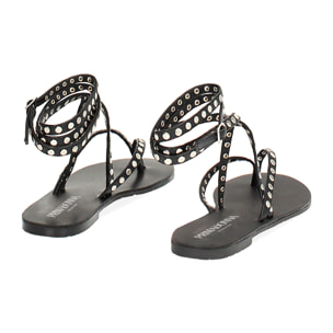 Sandali bassi donna neri con borchie