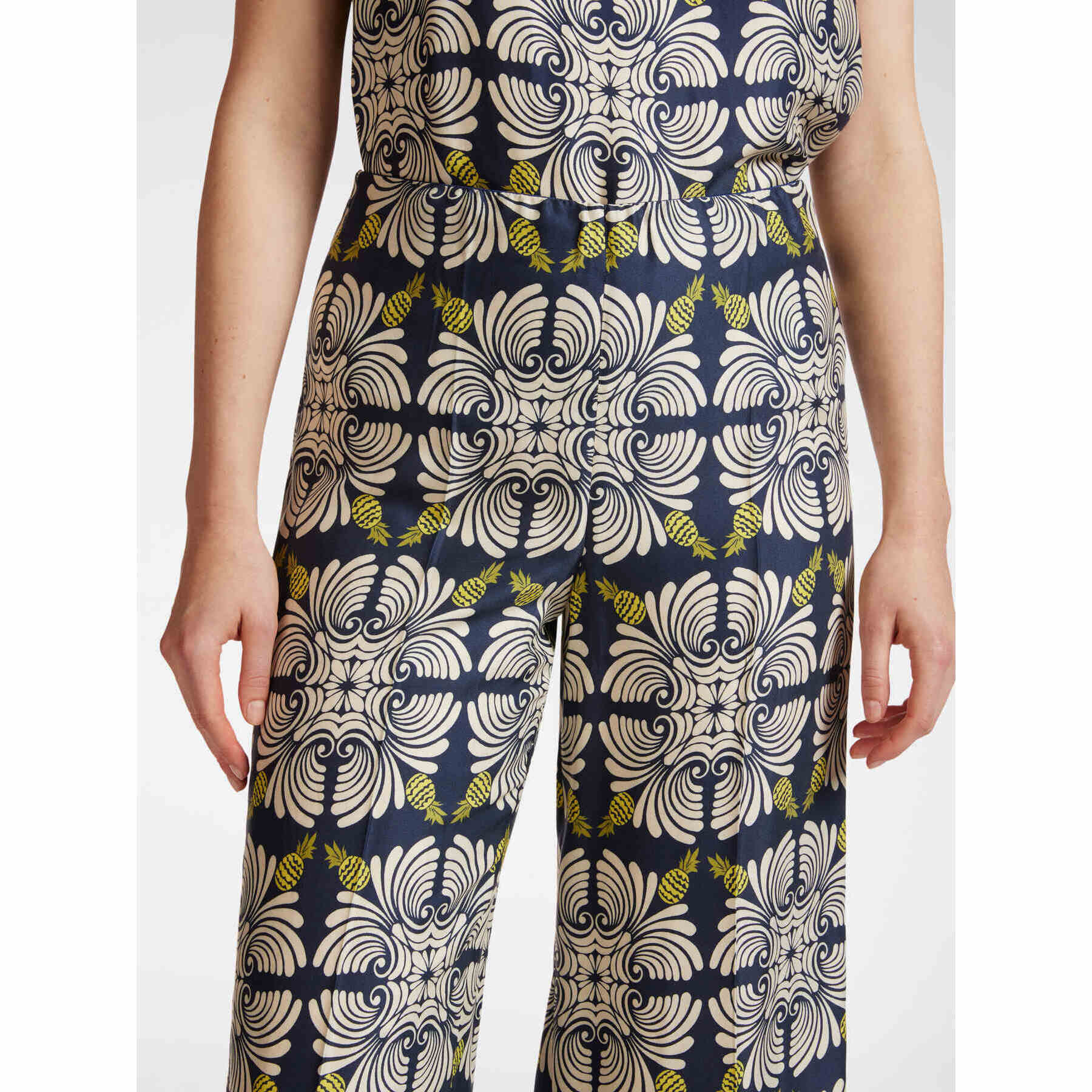 Elena Mirò - Pantalón cropped estampado - Azul