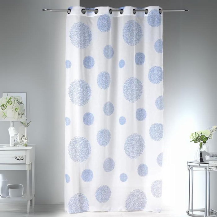 Voilage en Etamine Impression Argent - Bleu