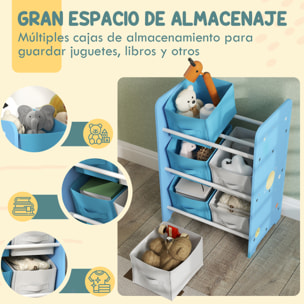 Estantería Infantil para Niños de +3 Años Estantería para Juguetes con 6 Cajas de Tela no Tejida Extraíbles Organizador de Juguetes para Dormitorio Guardería 43x30x60 cm Azul