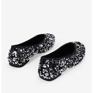 Bailarinas planas negras con lentejuelas