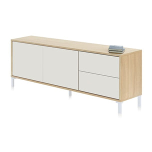 Mueble TV Lea Blanco Artik (Blanco Mate) - Roble Canadian