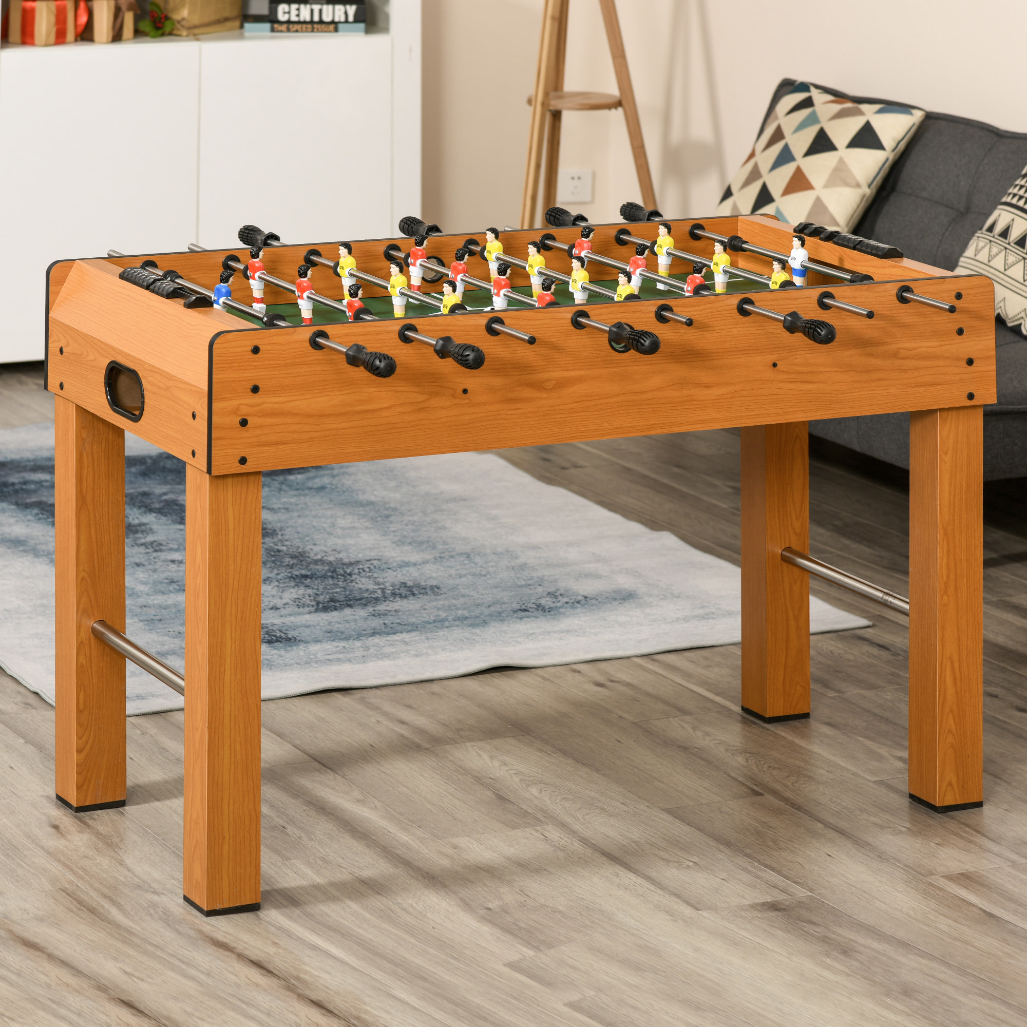 Mesa de Futbolín MDF Acero Inoxidable Plástico 122x61x80 7cm