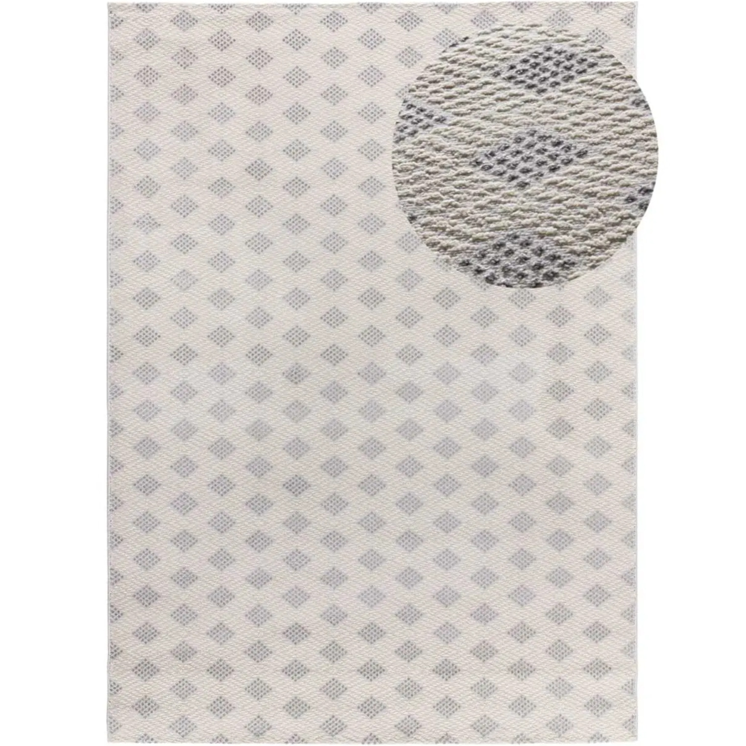 BARESA Alfombra geométrica con relieve en tonos crema y gris, varias medidas disponibles