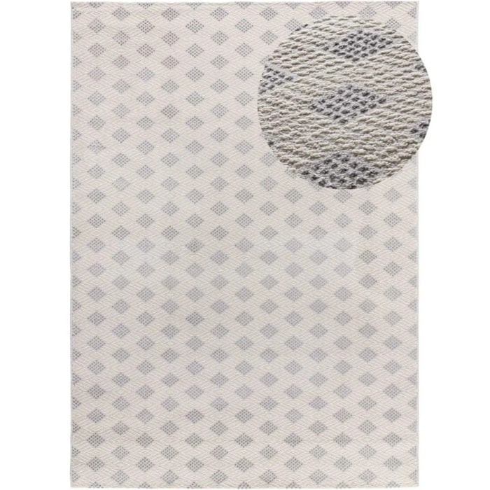 BARESA Alfombra geométrica con relieve en tonos crema y gris, varias medidas disponibles