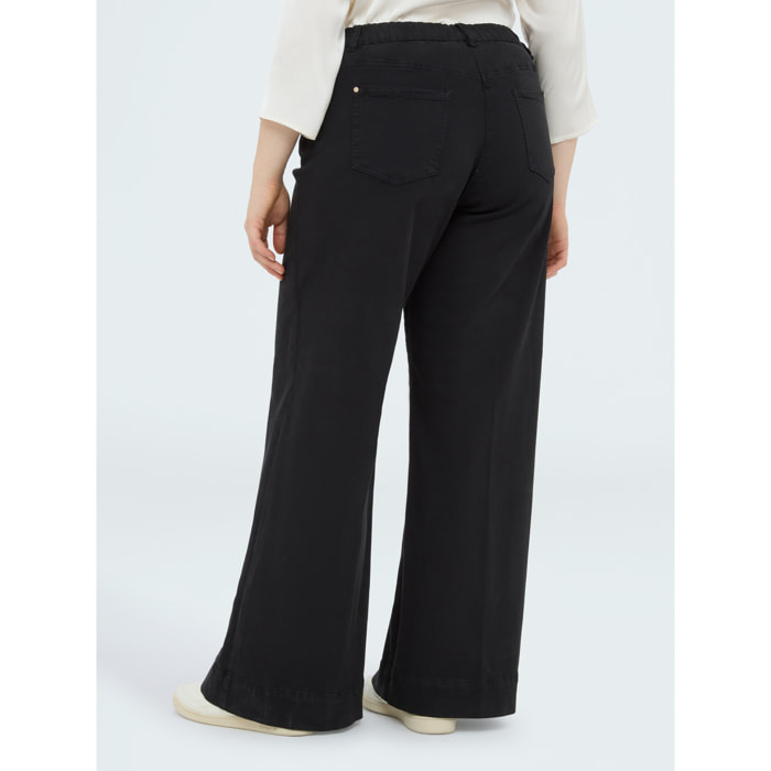 Fiorella Rubino - Pantaloni Wide Leg in cotone - Nero