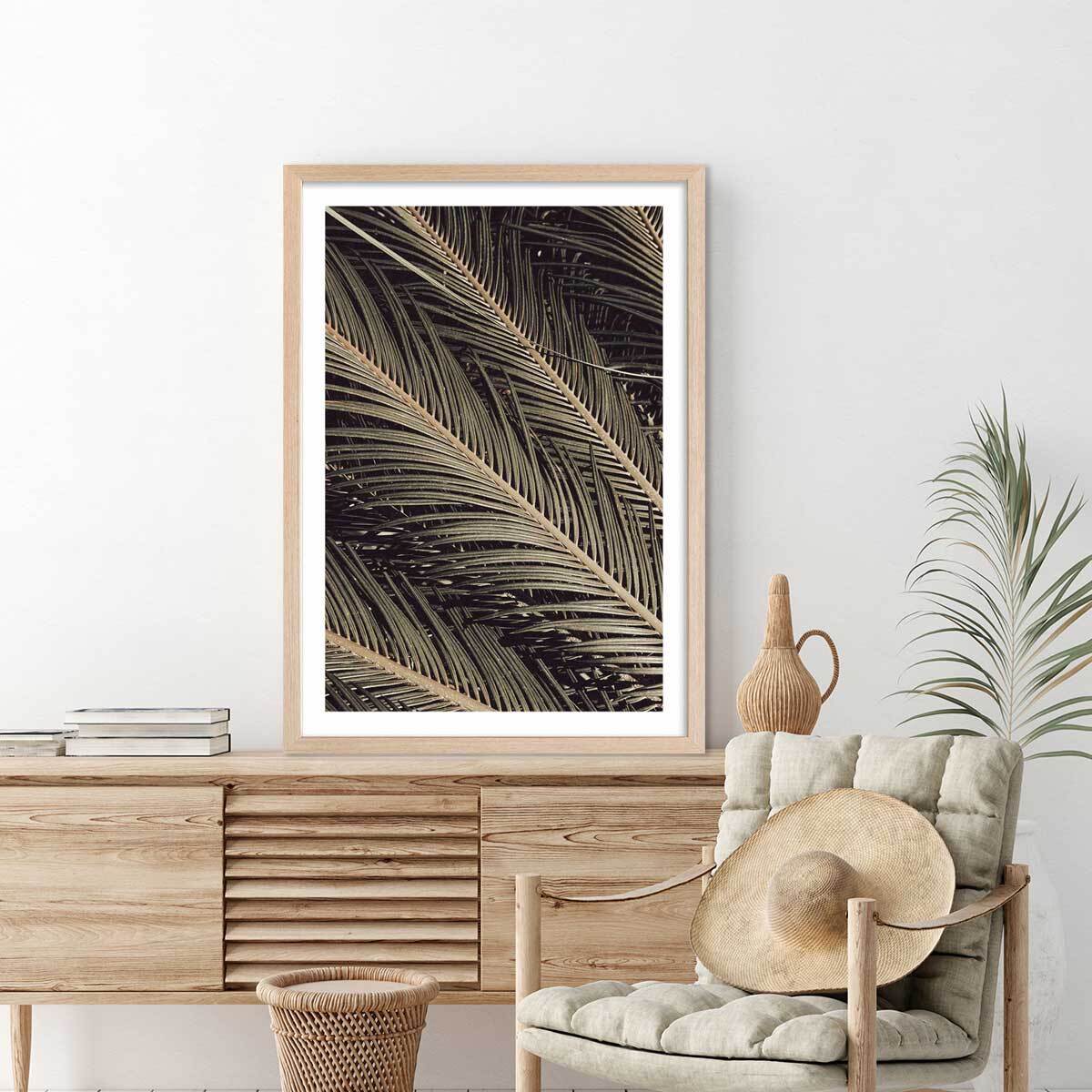 Poster palm island Affiche + cadre en bois - Chêne