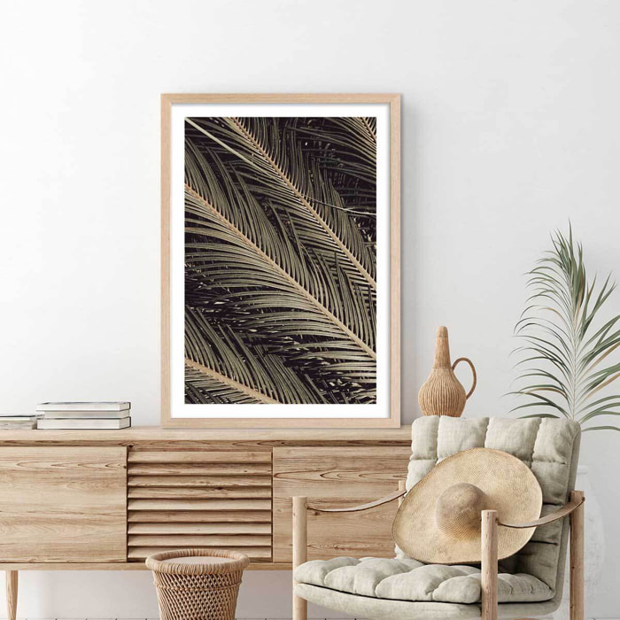 Poster palm island Affiche + cadre en bois - Chêne
