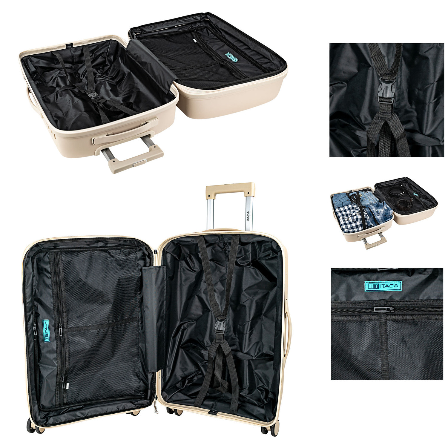 Juego De Maletas Rígidas Pp Itaca Moscu Taupe