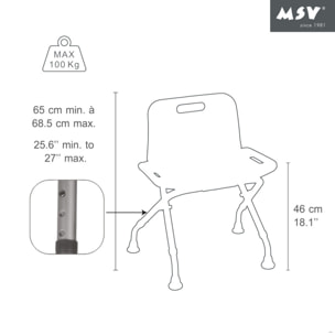 Siège de douche ajustable pliable MSV